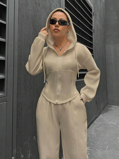 Casual Hooded Tracksuit Soft Loose 2 Piece Outfit