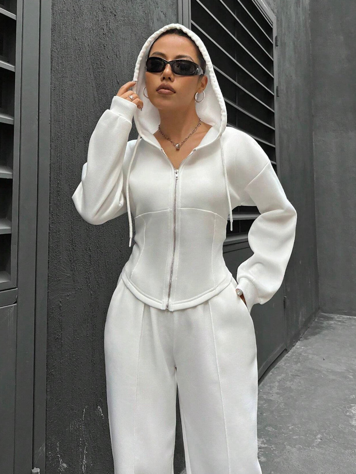 Casual Hooded Tracksuit Soft Loose 2 Piece Outfit