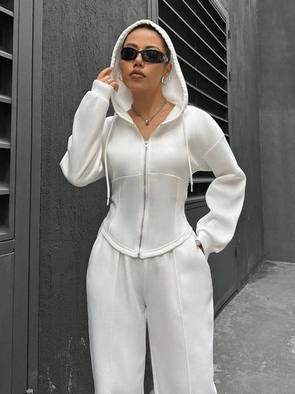 Casual Hooded Tracksuit Soft Loose 2 Piece Outfit