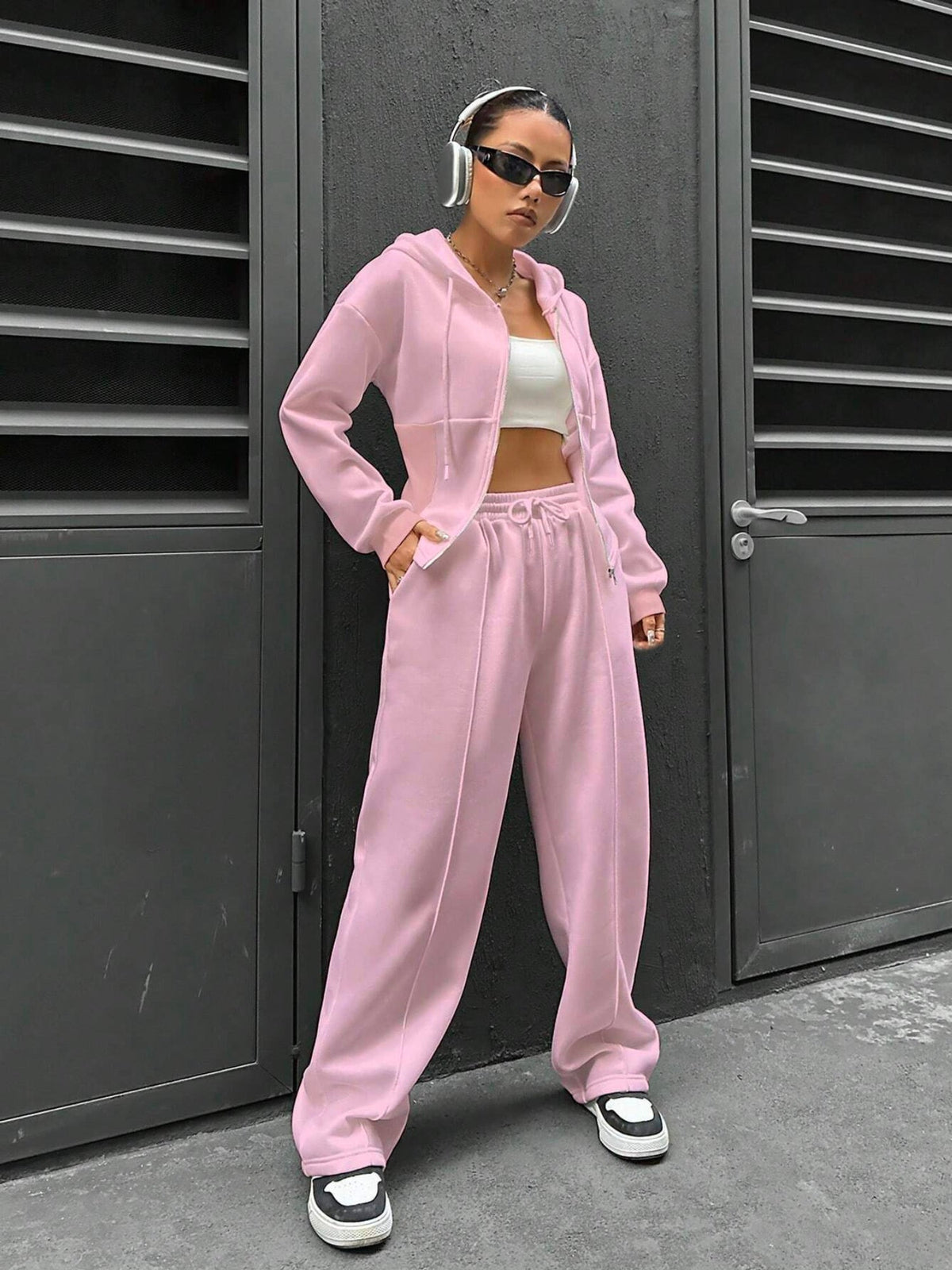 Casual Hooded Tracksuit Soft Loose 2 Piece Outfit