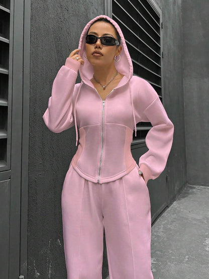 Casual Hooded Tracksuit Soft Loose 2 Piece Outfit