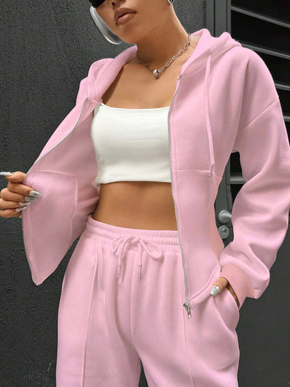 Casual Hooded Tracksuit Soft Loose 2 Piece Outfit