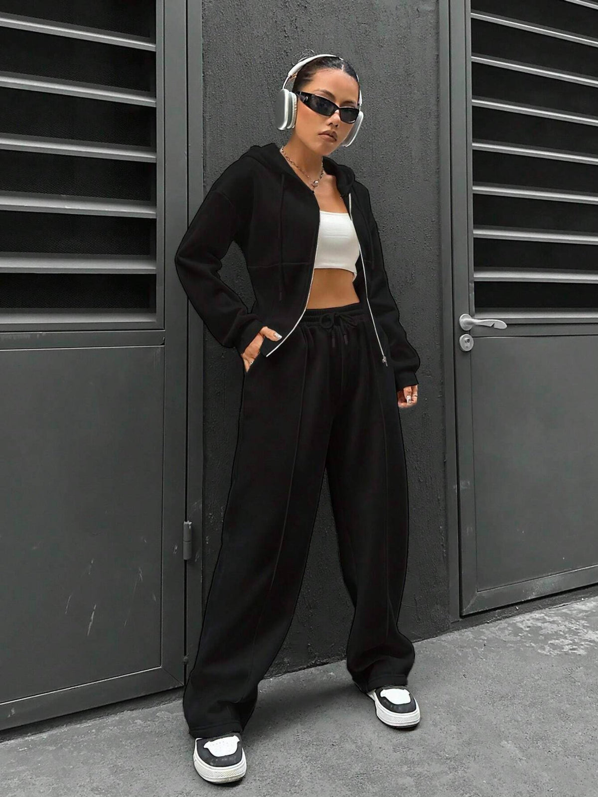 Casual Hooded Tracksuit Soft Loose 2 Piece Outfit