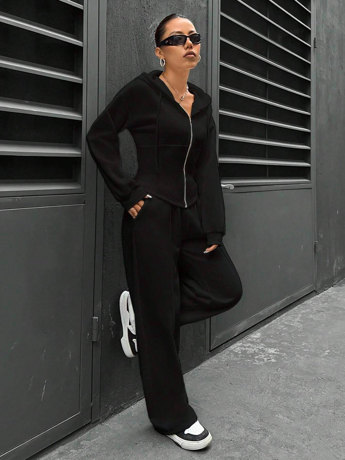 Casual Hooded Tracksuit Soft Loose 2 Piece Outfit