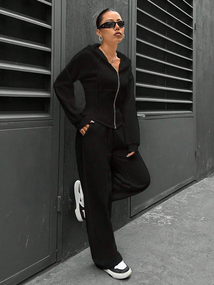 Casual Hooded Tracksuit Soft Loose 2 Piece Outfit