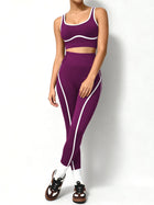 Seamless Contrast Trim 2 Piece Yoga Outfit
