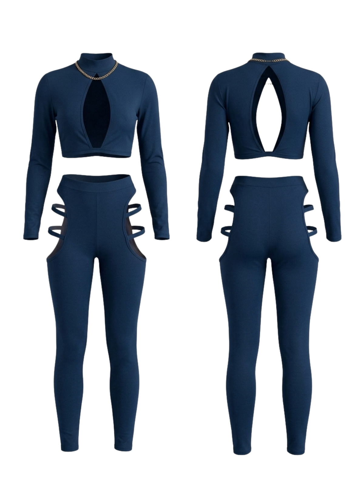 Cutout Long Sleeve Yoga 2 Piece Set