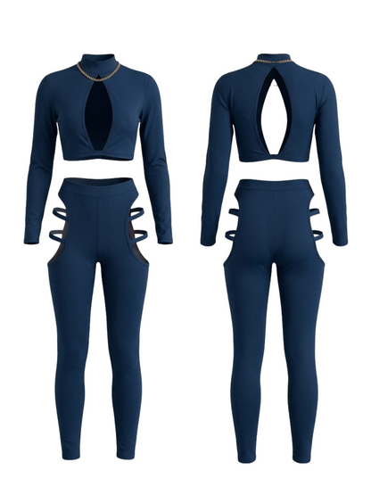Cutout Long Sleeve Yoga 2 Piece Set