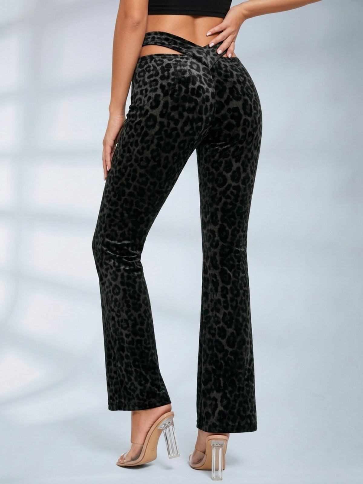 Off Shoulder Leopard Velvet 2 Piece Set