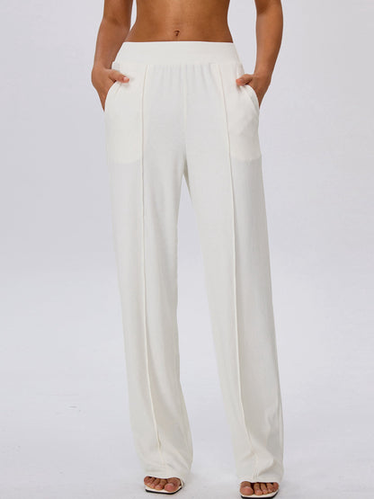 Pink Halter Wrap Top Wide Leg Pants 3 Piece Outfit Set