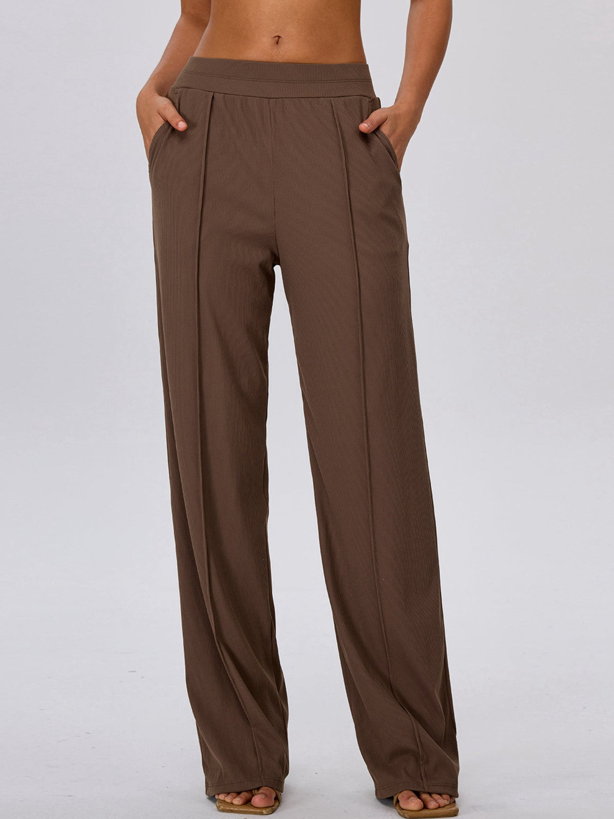 Pink Halter Wrap Top Wide Leg Pants 3 Piece Outfit Set