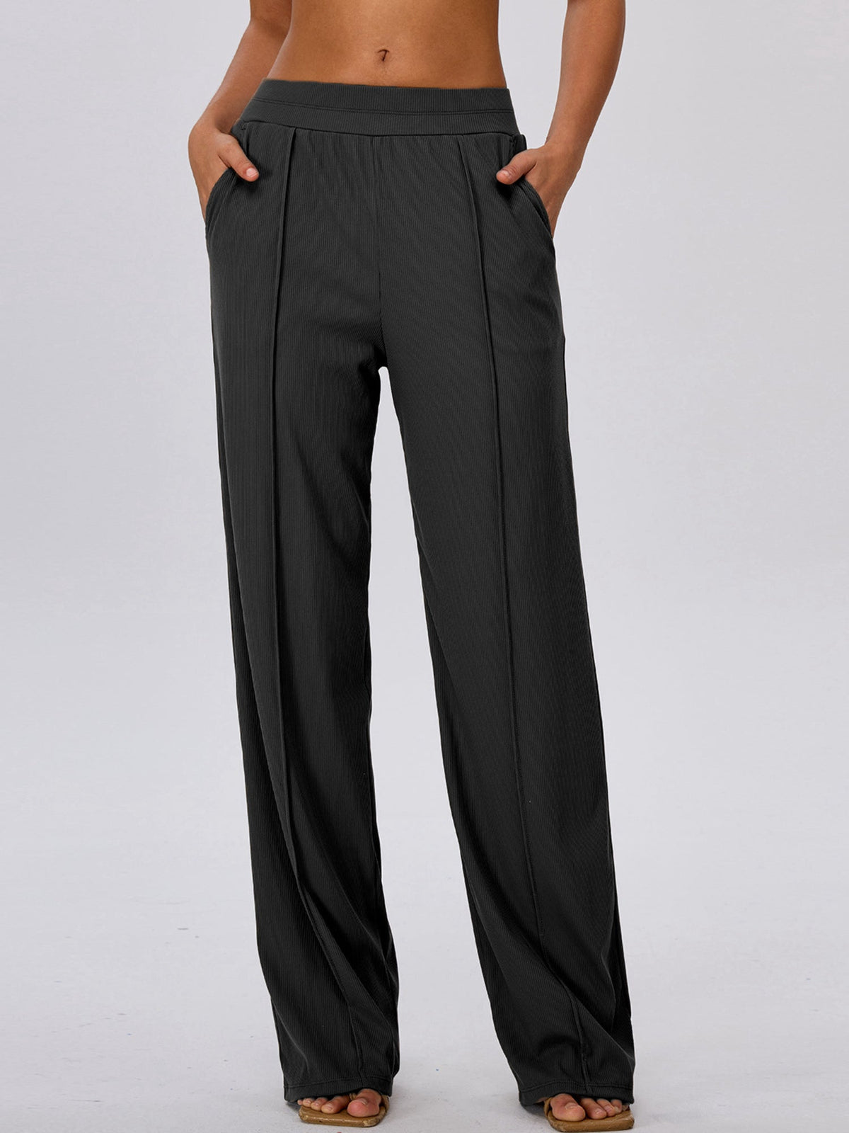 Pink Halter Wrap Top Wide Leg Pants 3 Piece Outfit Set