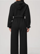 Long Sleeve Zip Up Hoodie & Loose Wide Leg Sweatpants