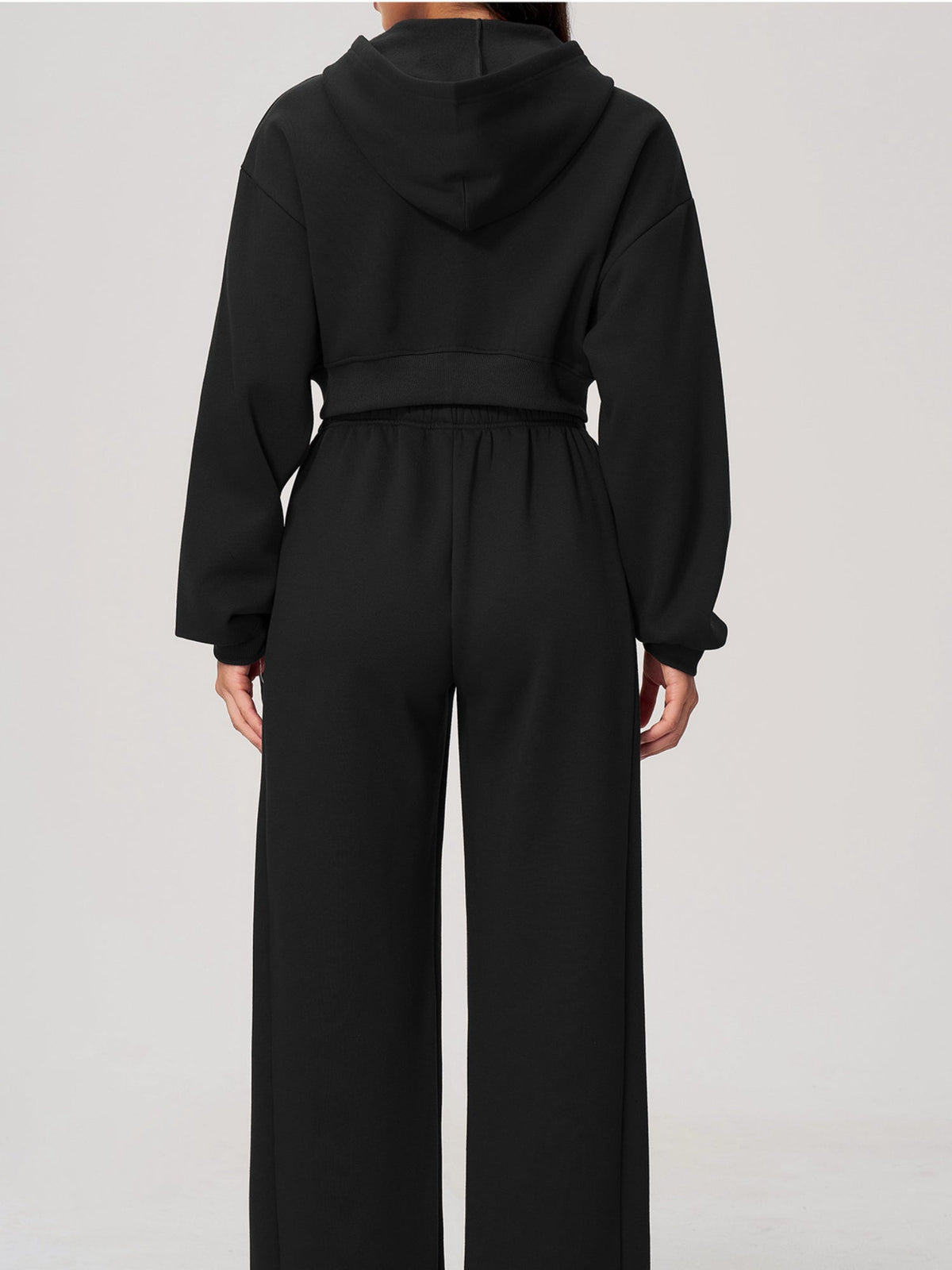 Long Sleeve Zip Up Hoodie & Loose Wide Leg Sweatpants