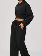 Long Sleeve Zip Up Hoodie & Loose Wide Leg Sweatpants