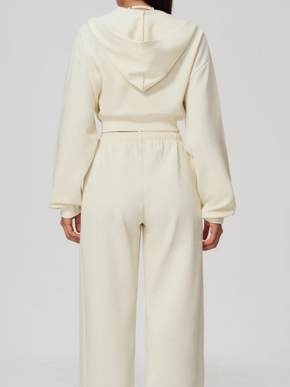 Long Sleeve Zip Up Hoodie & Loose Wide Leg Sweatpants