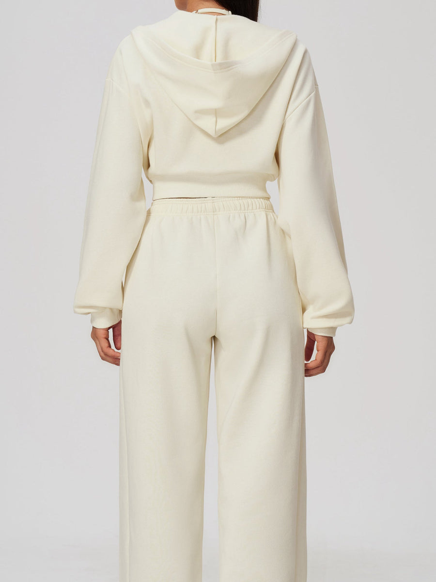 Long Sleeve Zip Up Hoodie & Loose Wide Leg Sweatpants