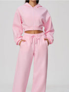 Long Sleeve Zip Up Hoodie & Loose Wide Leg Sweatpants