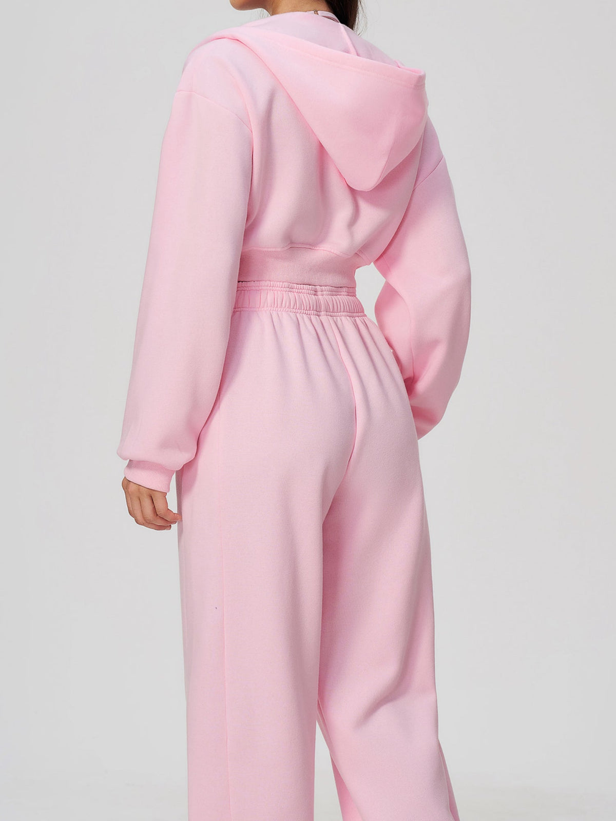 Long Sleeve Zip Up Hoodie & Loose Wide Leg Sweatpants