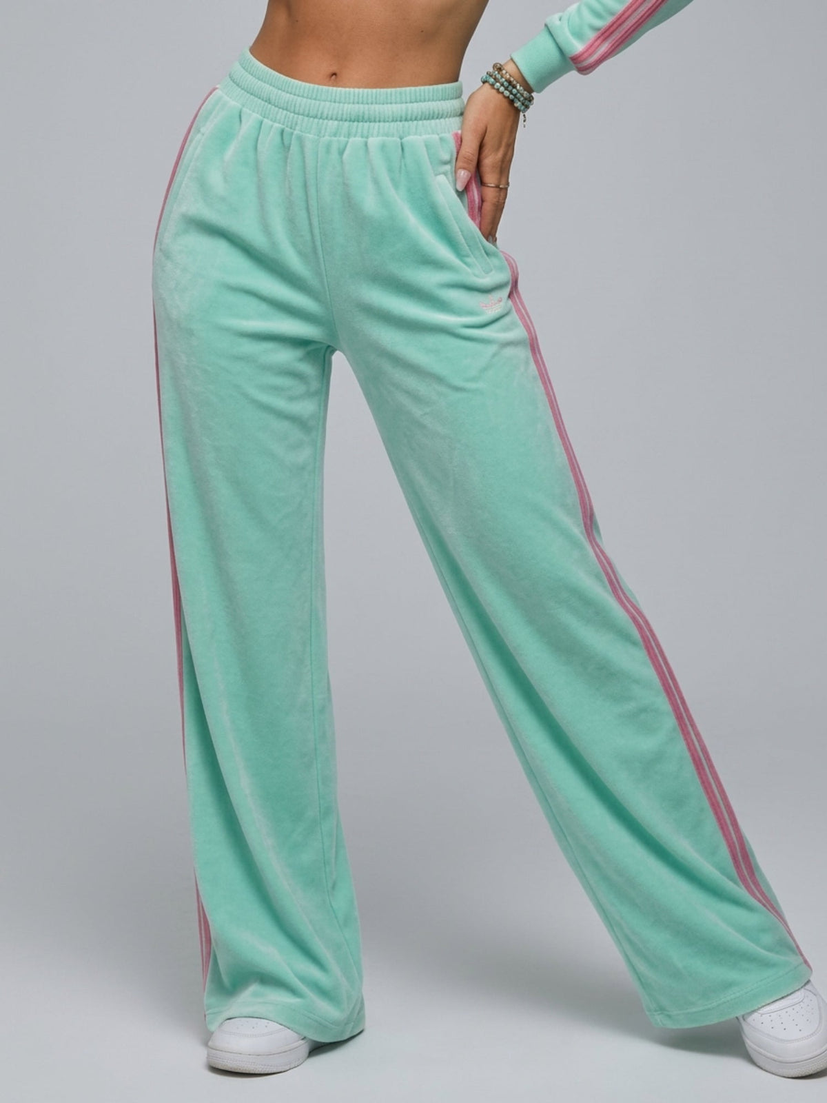 Velour Striped Cropped Tracksuit 2 Piece Outfit