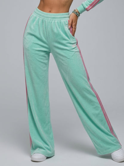 Velour Striped Cropped Tracksuit 2 Piece Outfit