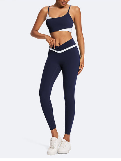 Women's Contrast Stripe Sports Bra & Leggings Set