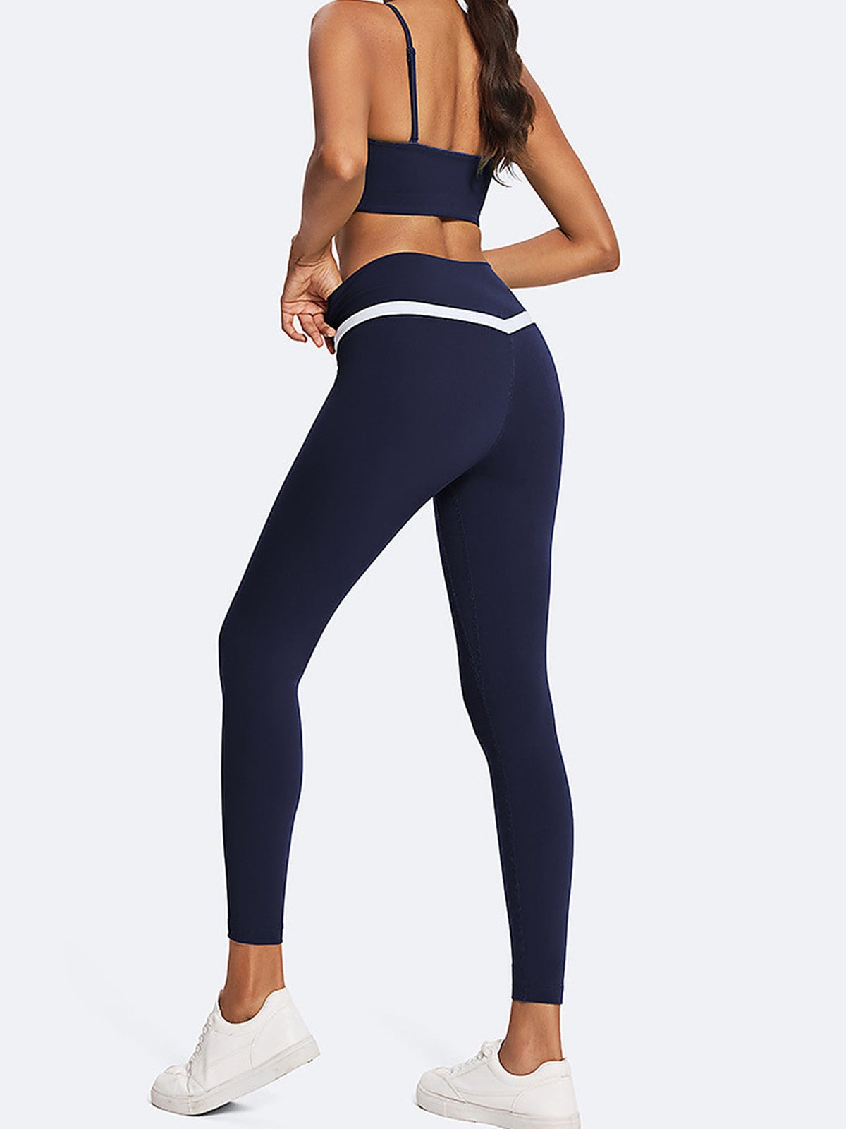 Women's Contrast Stripe Sports Bra & Leggings Set