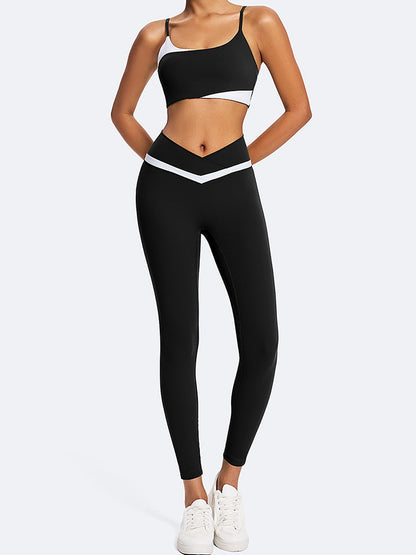 Women's Contrast Stripe Sports Bra & Leggings Set