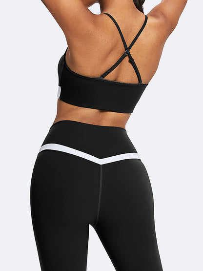 Women's Contrast Stripe Sports Bra & Leggings Set