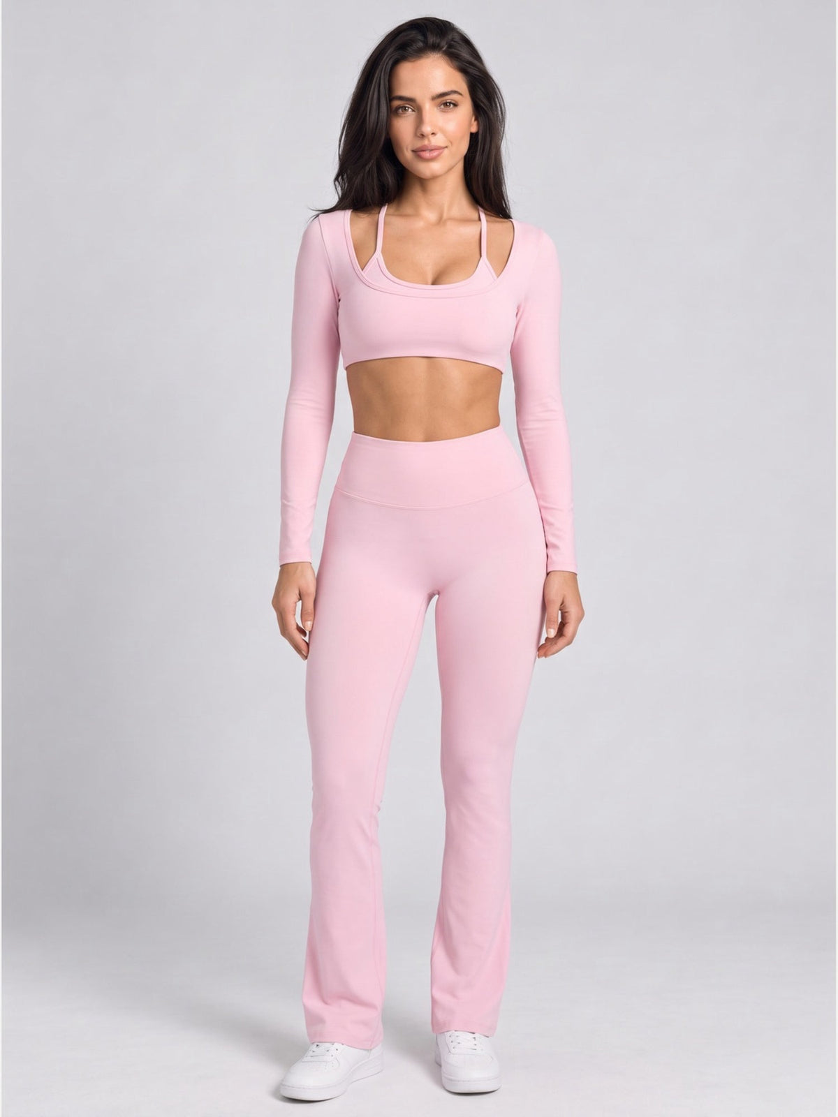 Sculpting Flare Legging & Long Sleeve Crop Top Set