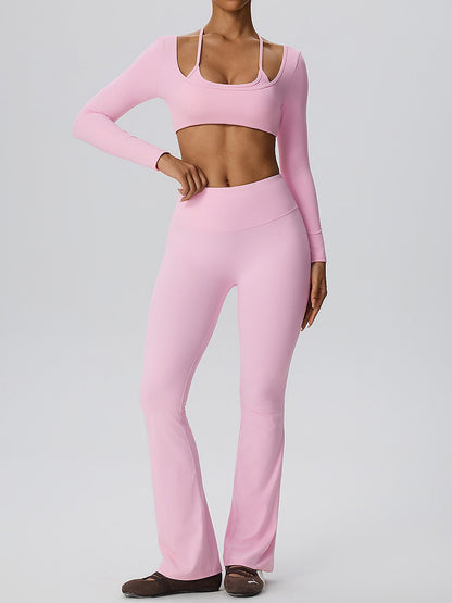 Sculpting Flare Legging & Long Sleeve Crop Top Set