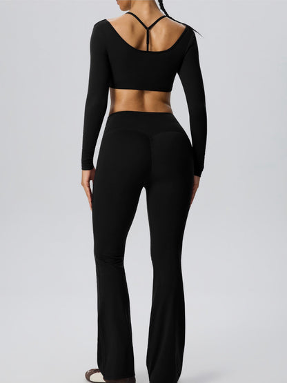 Sculpting Flare Legging & Long Sleeve Crop Top Set