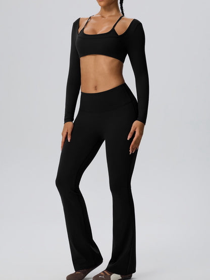Sculpting Flare Legging & Long Sleeve Crop Top Set