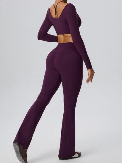 Sculpting Flare Legging & Long Sleeve Crop Top Set