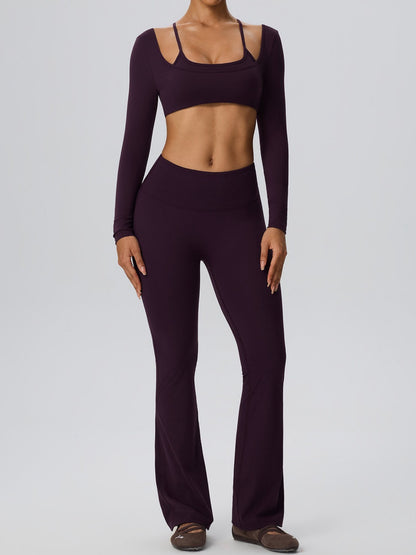 Sculpting Flare Legging & Long Sleeve Crop Top Set