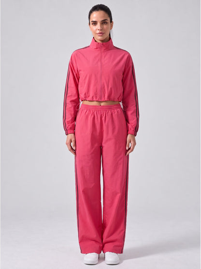 Women's Two-Piece Contrast Stripe Tracksuit Set