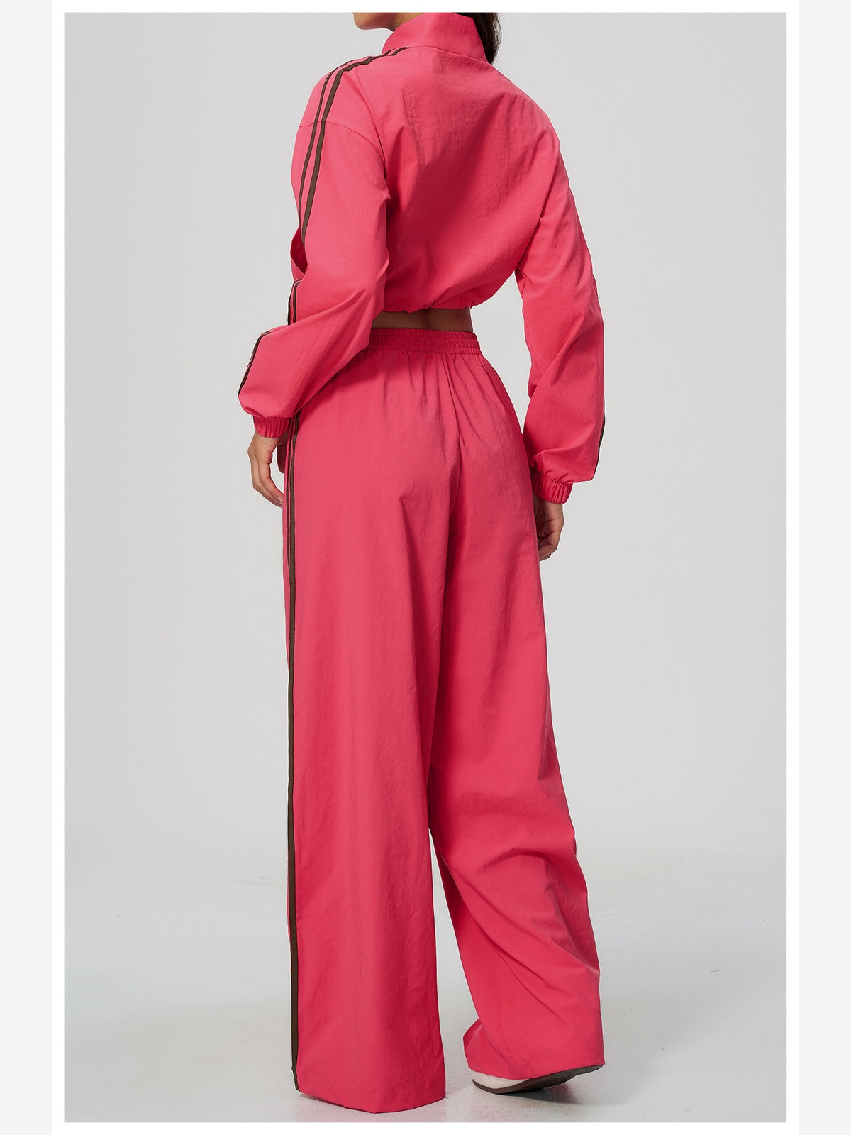 Women's Two-Piece Contrast Stripe Tracksuit Set