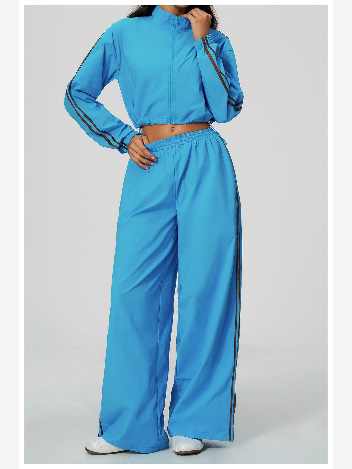 Women's Two-Piece Contrast Stripe Tracksuit Set