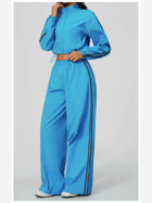 Women's Two-Piece Contrast Stripe Tracksuit Set