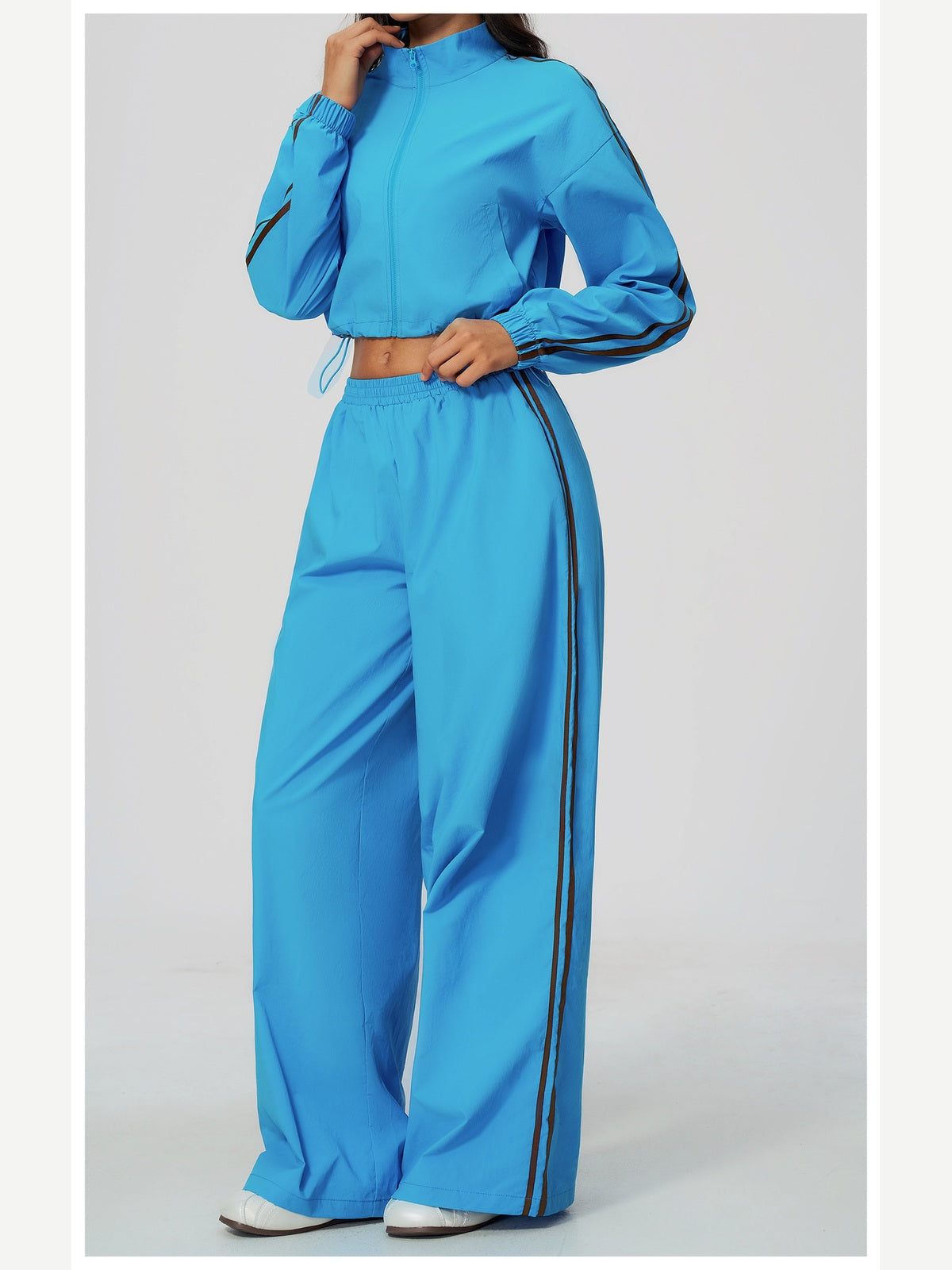Women's Two-Piece Contrast Stripe Tracksuit Set