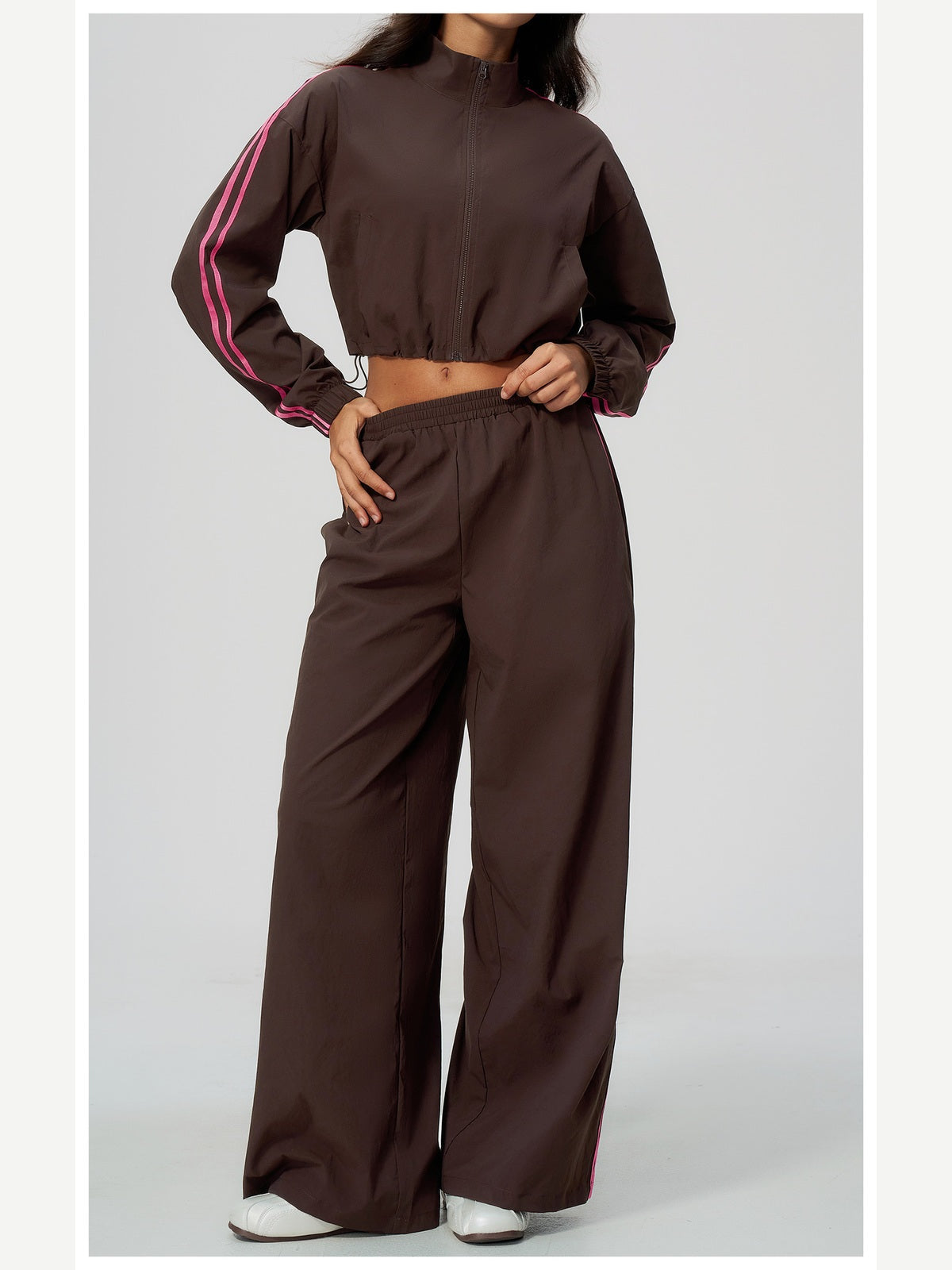 Women's Two-Piece Contrast Stripe Tracksuit Set