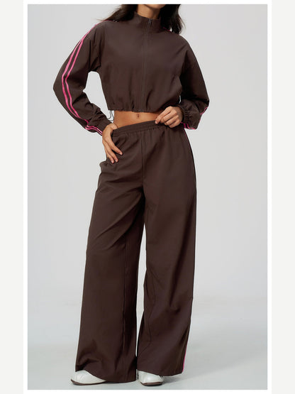 Women's Two-Piece Contrast Stripe Tracksuit Set