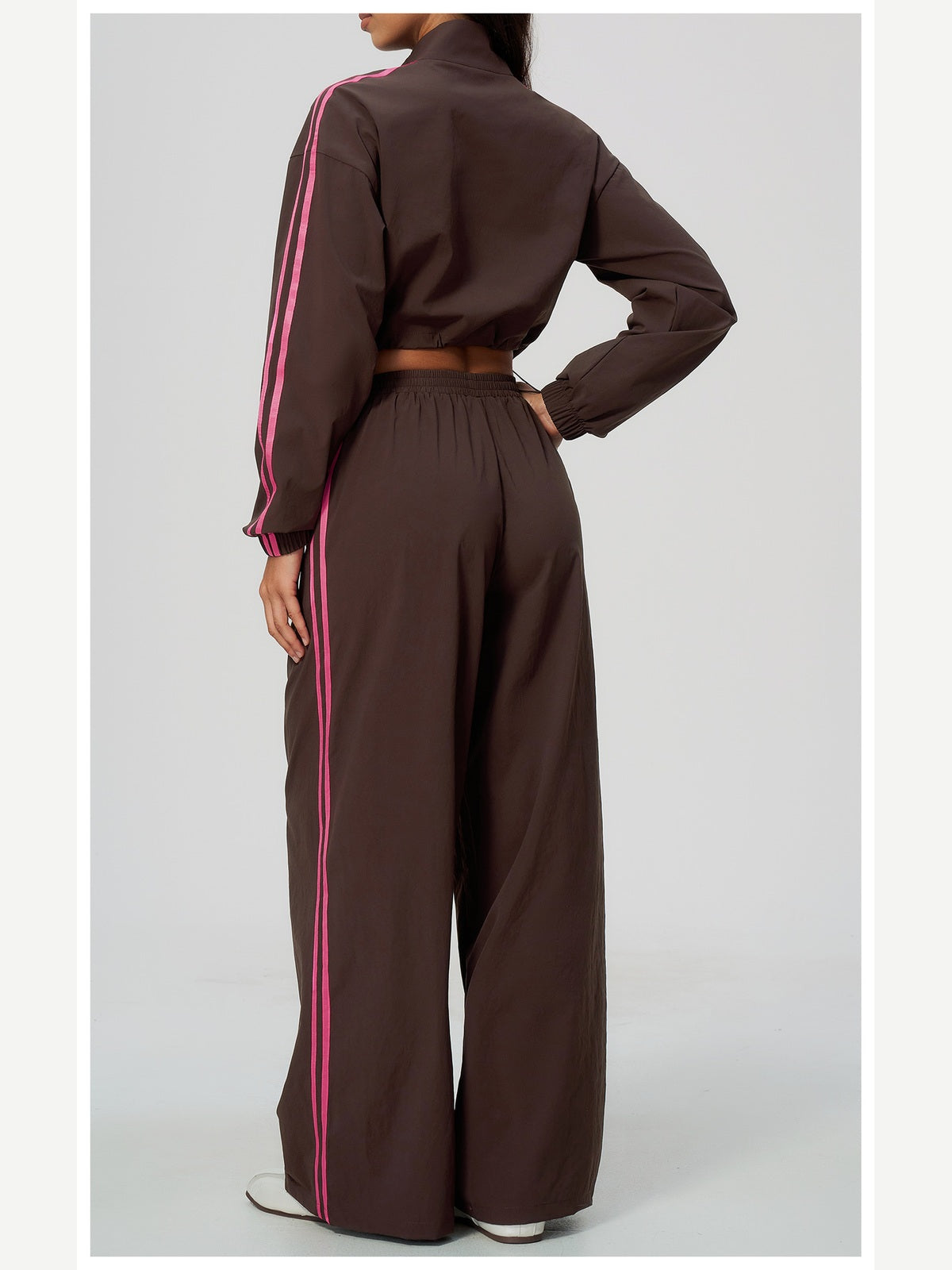 Women's Two-Piece Contrast Stripe Tracksuit Set