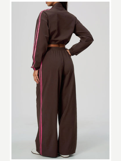 Women's Two-Piece Contrast Stripe Tracksuit Set