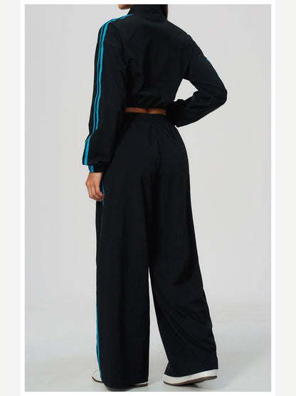 Women's Two-Piece Contrast Stripe Tracksuit Set