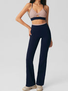 Twist-Front Colorblock Sports Bra & Flared Leggings Set