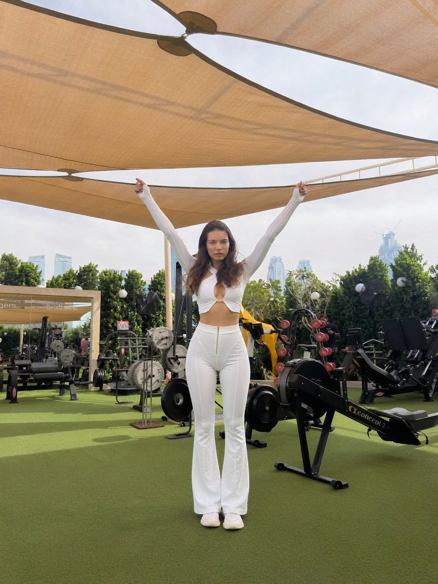 Crisscross Halter Crop Top & Flare Leggings Set