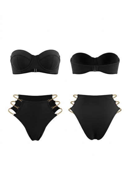 Strapless Chain Decor Two Piece Bikini