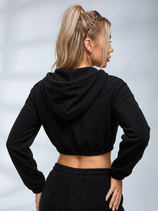 Contrast Color Denim Zipper Hoodie