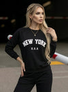 Feamle Letters Print Fleece Hoodie